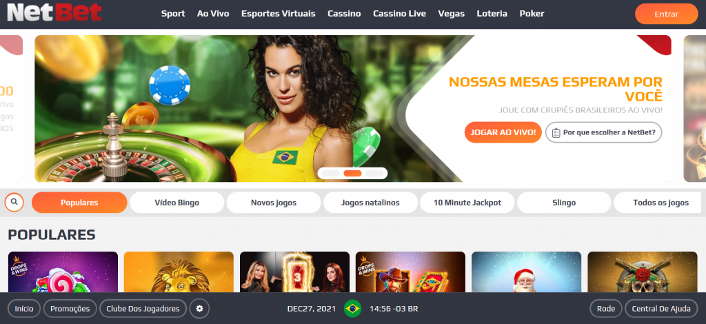 Que tipo de jogos de cassino tem na NetBet Brasil?