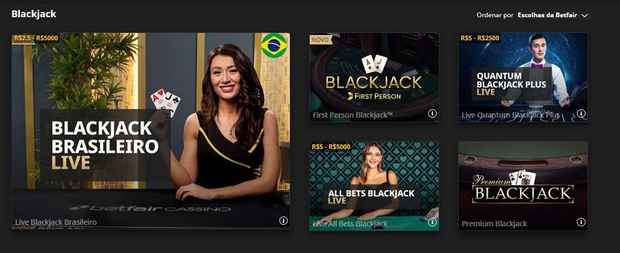 Blackjack na Betfair Brasil