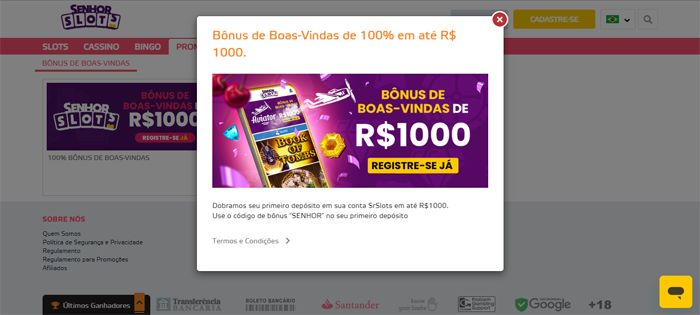 Promoções na Senhor Slots